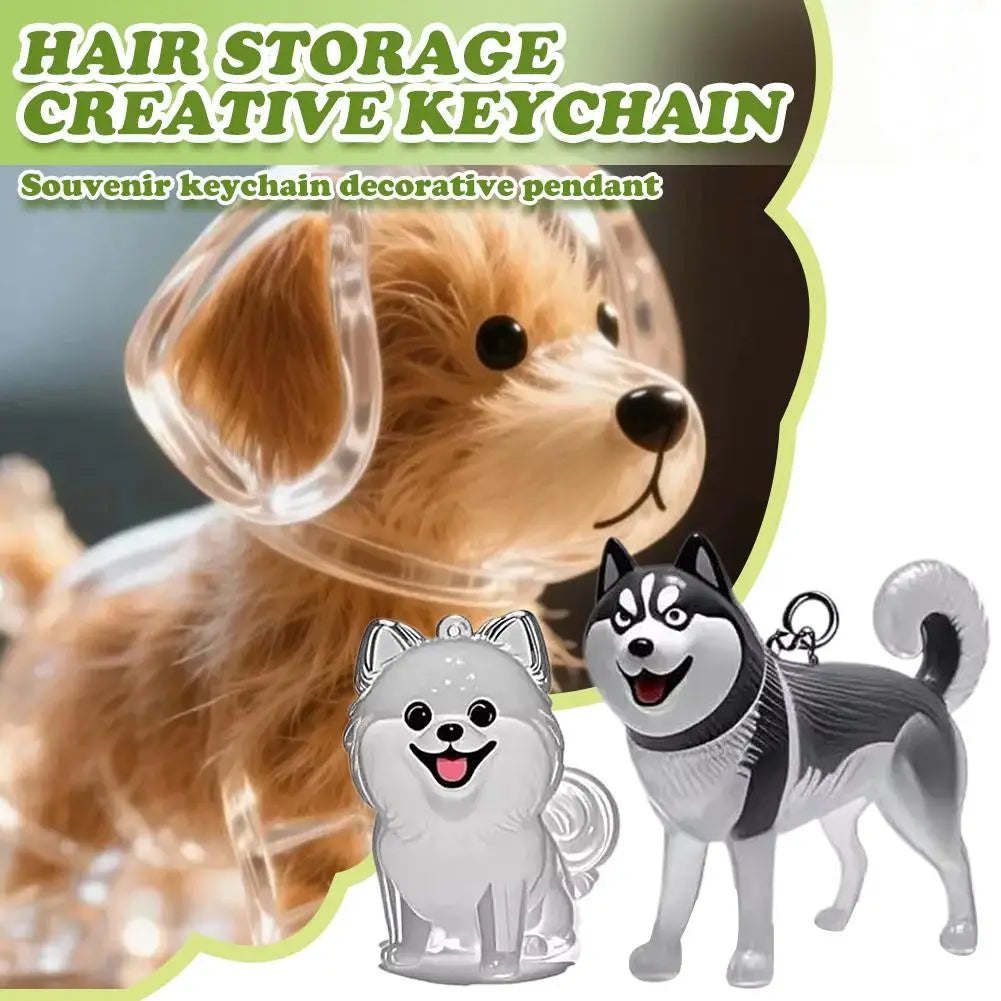 Pet Dog Fur Memorial Keepsake Keychain Pendant Dog Fur Container Pet Hair Storage Keychain Pet Lovers Pet Souvenirs