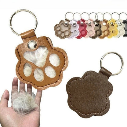 Leather Pet Memorial Keychain, Pet Hair Keepsake, Pet Fur Holder Keychain Bag