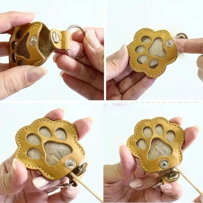 Leather Pet Memorial Keychain, Pet Hair Keepsake, Pet Fur Holder Keychain Bag