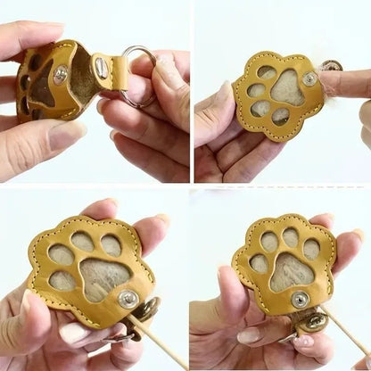 Leather Pet Memorial Keychain, Pet Hair Keepsake, Pet Fur Holder Keychain Bag