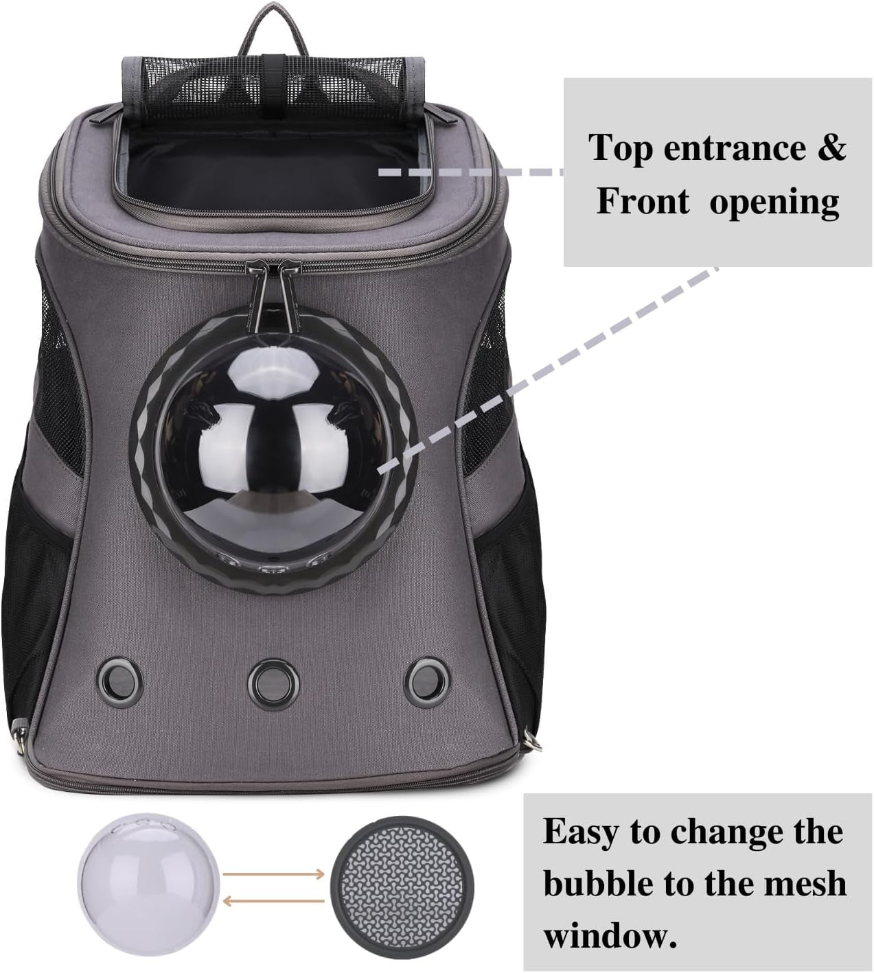 Pet Carrier Canvas Bubble Backpack, Breathable Capsule Portable Pet Backpack