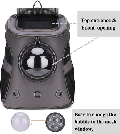 Pet Carrier Canvas Bubble Backpack, Breathable Capsule Portable Pet Backpack