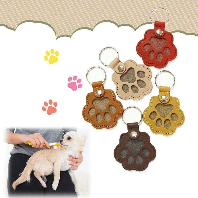 Leather Pet Memorial Keychain, Pet Hair Keepsake, Pet Fur Holder Keychain Bag