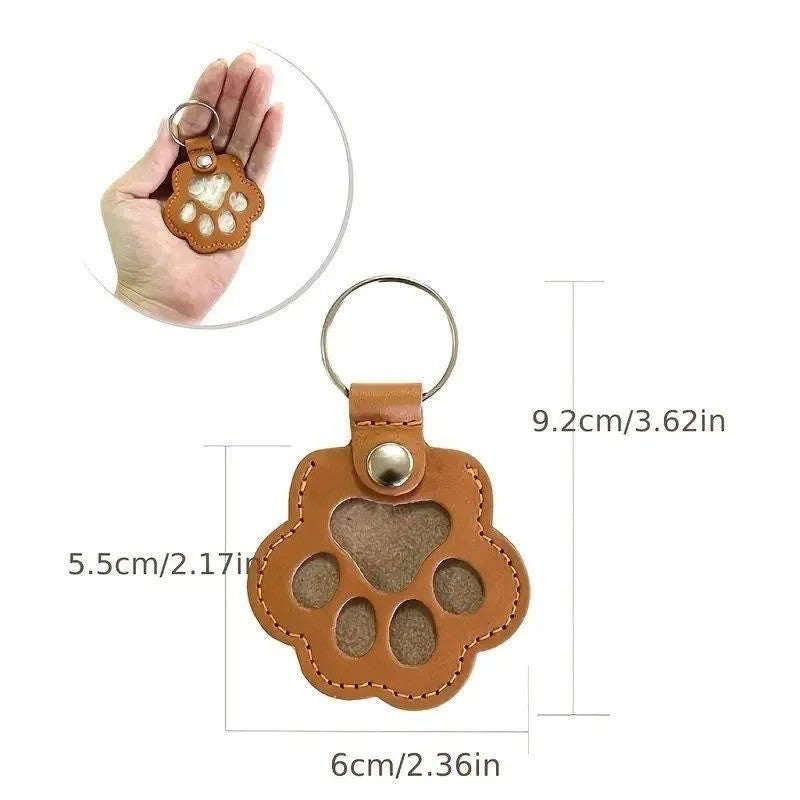 Leather Pet Memorial Keychain, Pet Hair Keepsake, Pet Fur Holder Keychain Bag