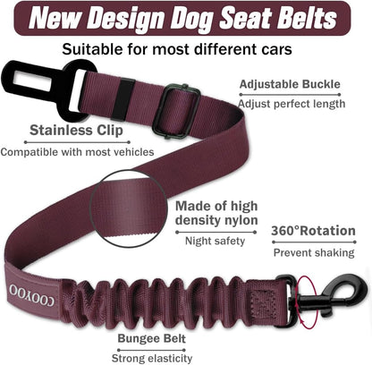 Dog Seat Belt,3 Piece Set Retractable Dog Car Adjustable Seatbelts for Vehicle Nylon Pet Safety Heavy Duty & Elastic & Durable Car Harness for Dogs